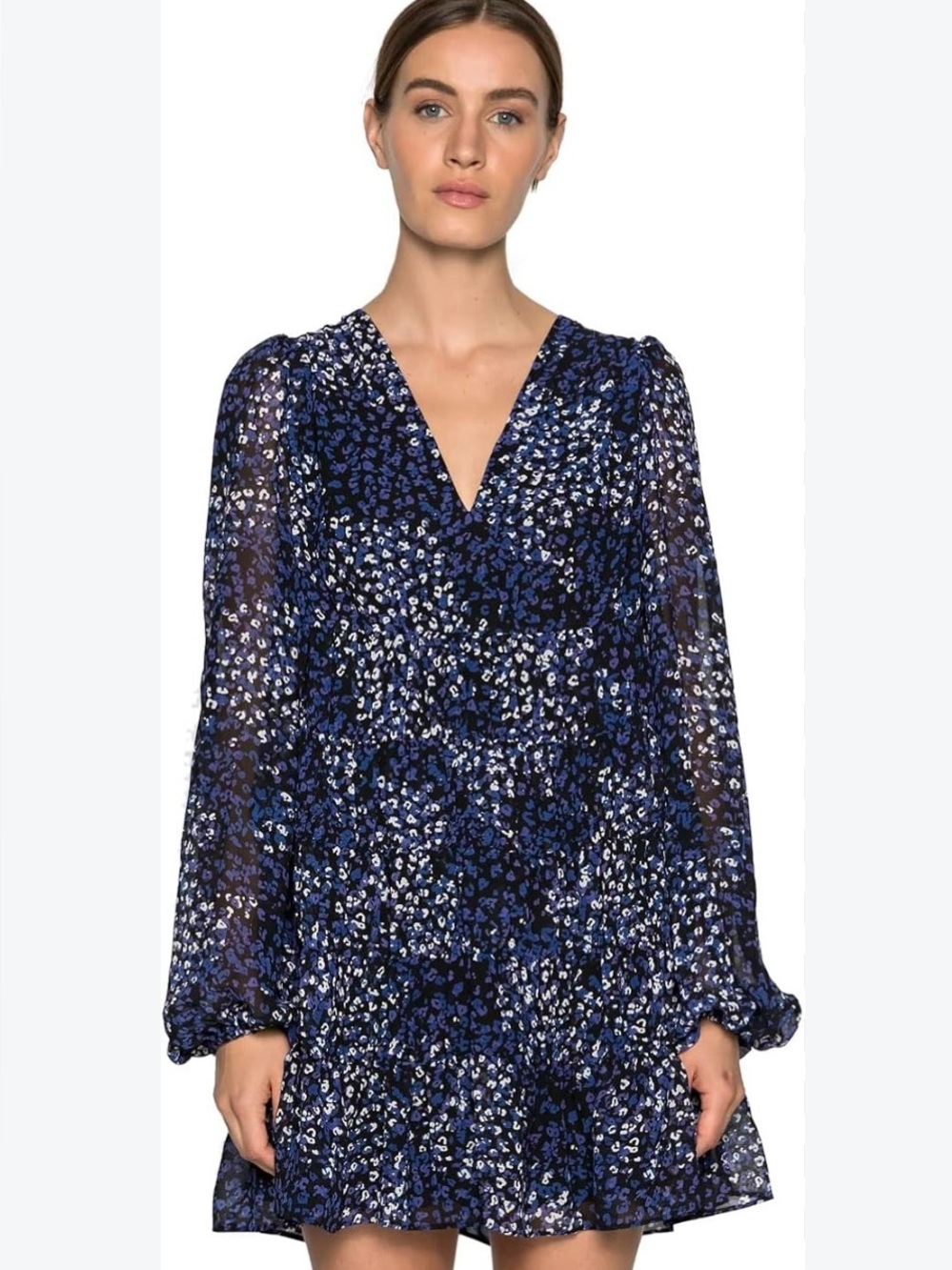 Ted Baker trissa dress size 0 ( us 2)babydoll mini dress swing tiered chiffon
